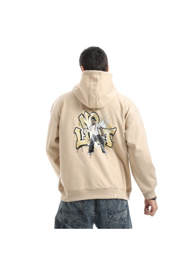 Caesar Men's oversized hoodie with a hood and prints on the chest and back - Image 4