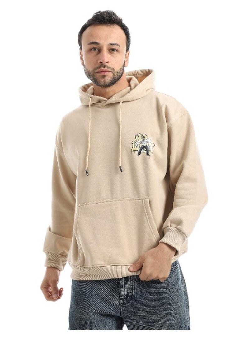 Caesar Men's oversized hoodie with a hood and prints on the chest and back - Image 1