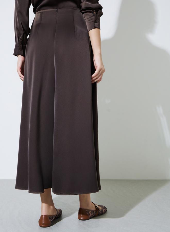 Styli Brown Solid A-Line Maxi Skirt - Image 4