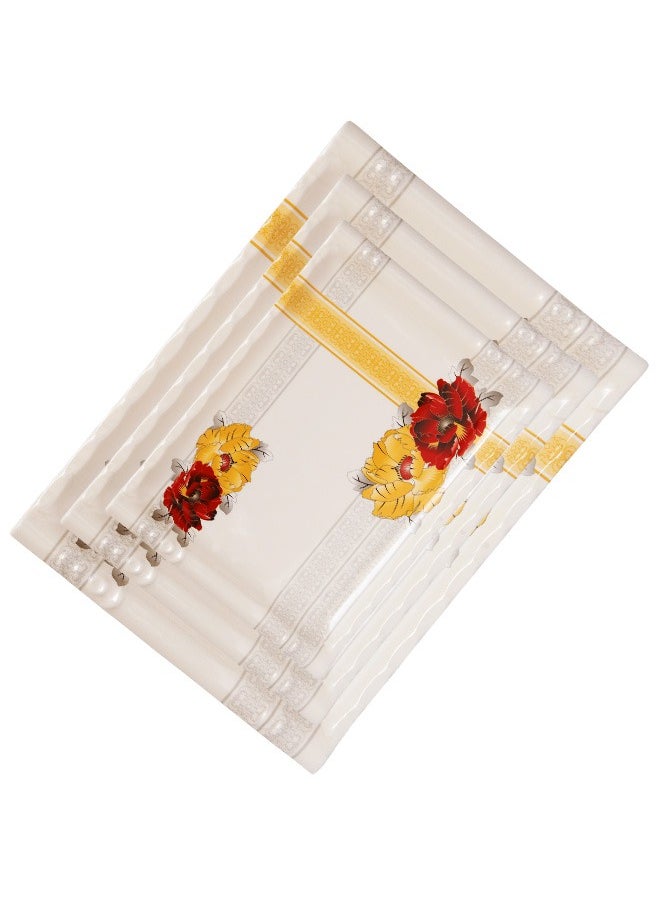A TO Z Floral Melamine Serving Tray Set – 3 Pcs, Premium Quality, Scratch Resistant & Unbreakable, BPA-Free, 33x38x44.5 cm, Design 209 | Dishwasher Safe, Ideal for Daily Use & Parties  - Image 3