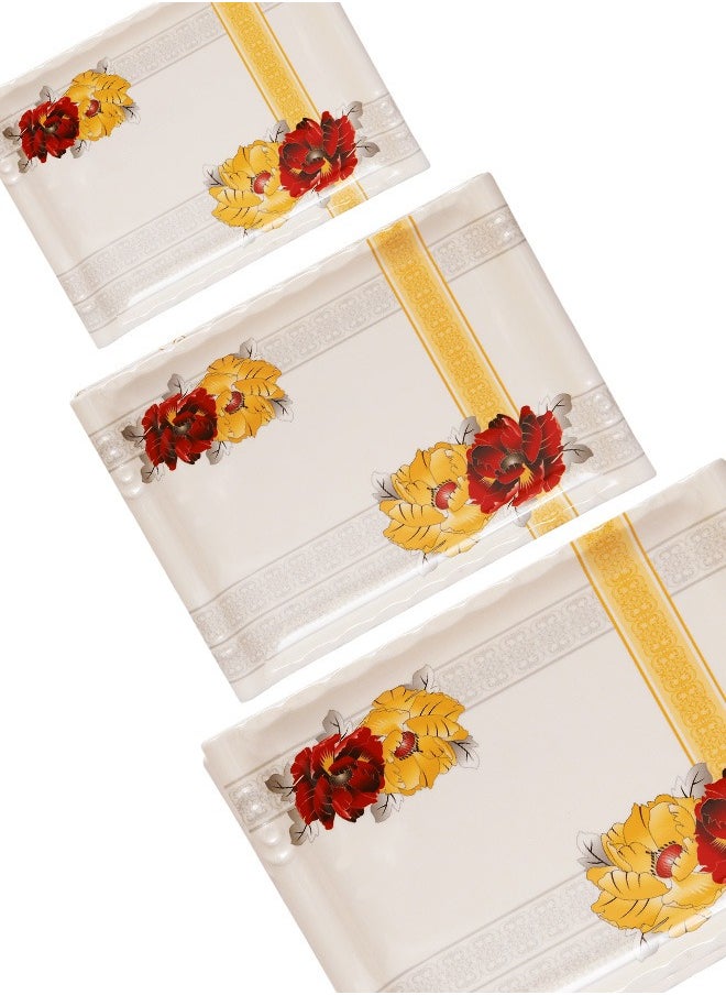 A TO Z Floral Melamine Serving Tray Set – 3 Pcs, Premium Quality, Scratch Resistant & Unbreakable, BPA-Free, 33x38x44.5 cm, Design 209 | Dishwasher Safe, Ideal for Daily Use & Parties  - Image 2