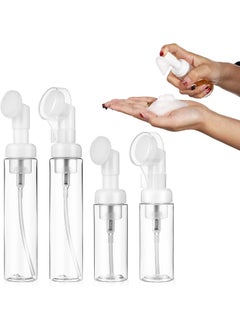 Baluue Baluue 4 Pcs Foaming Pump Bottle Set, 60ml & 100ml Refillable Soap Dispenser with Brush, Travel Size Pet Clear Bottles for Facial Cleanser, Hand Soap, Makeup Removal 