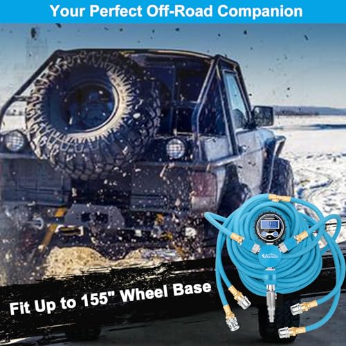 Uharbour 4 Tire Inflation Deflation System, 4 Tire Air Up Down System, 4 Tire Pressure Equalizer, Inflate or Deflate All 4 Tires at Once, Flexible Air Hose Fits Up to 155" Wheelbase. - Image 3