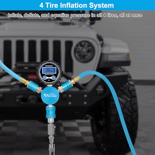Uharbour 4 Tire Inflation Deflation System, 4 Tire Air Up Down System, 4 Tire Pressure Equalizer, Inflate or Deflate All 4 Tires at Once, Flexible Air Hose Fits Up to 155" Wheelbase. - Image 2