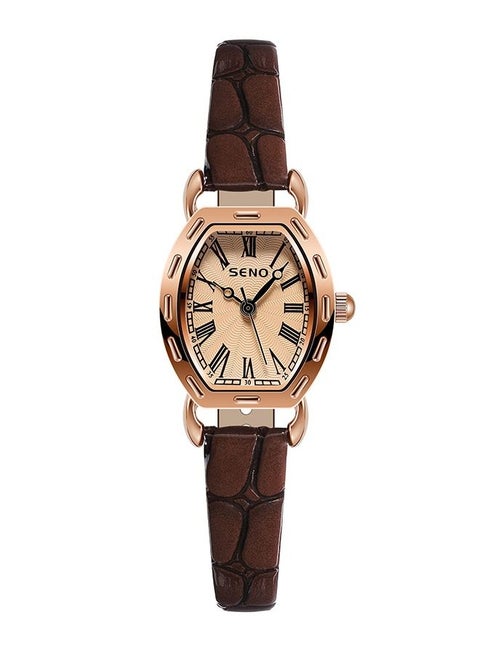 ساعة نسائية كلاسيكية مقاومة للماء - جلد - بني
