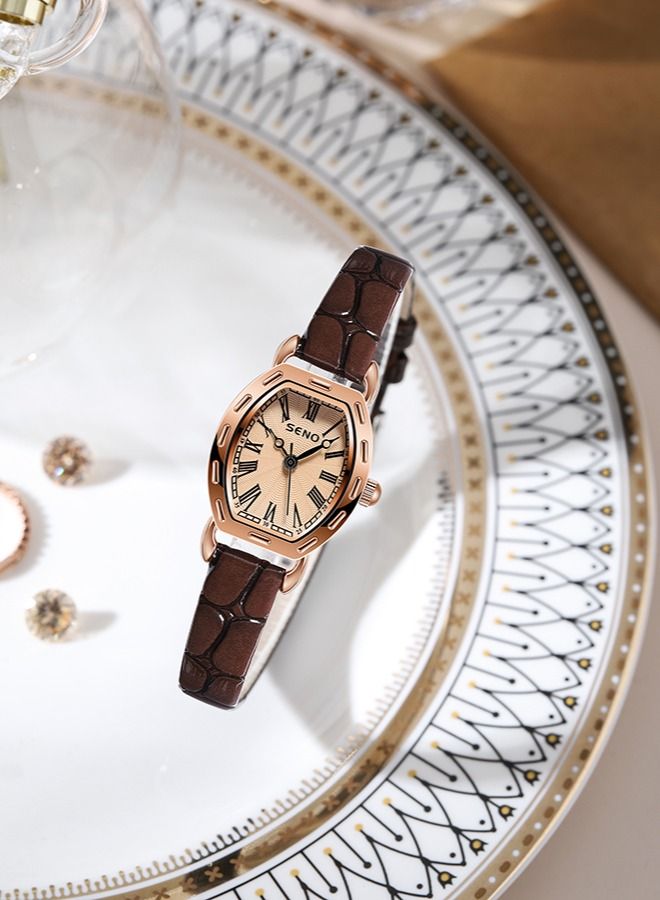 SENO Women's Vintage Waterproof Watch - Leather-Brown - Image 3