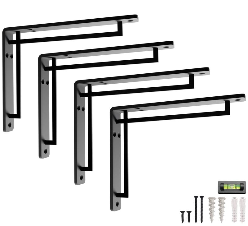 Balin Designs L Brackets for Shelves by Balin Designs for 8 inch - 10 Cross Style Shelves – Heavy Duty Decorative Shelf Brackets - Antique Rustic Farmhouse Mantel Shelf Bracket - Included Hardware - Set of 4 - Image 1