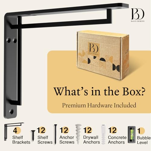 Balin Designs L Brackets for Shelves by Balin Designs for 8 inch - 10 Cross Style Shelves – Heavy Duty Decorative Shelf Brackets - Antique Rustic Farmhouse Mantel Shelf Bracket - Included Hardware - Set of 4 - Image 3