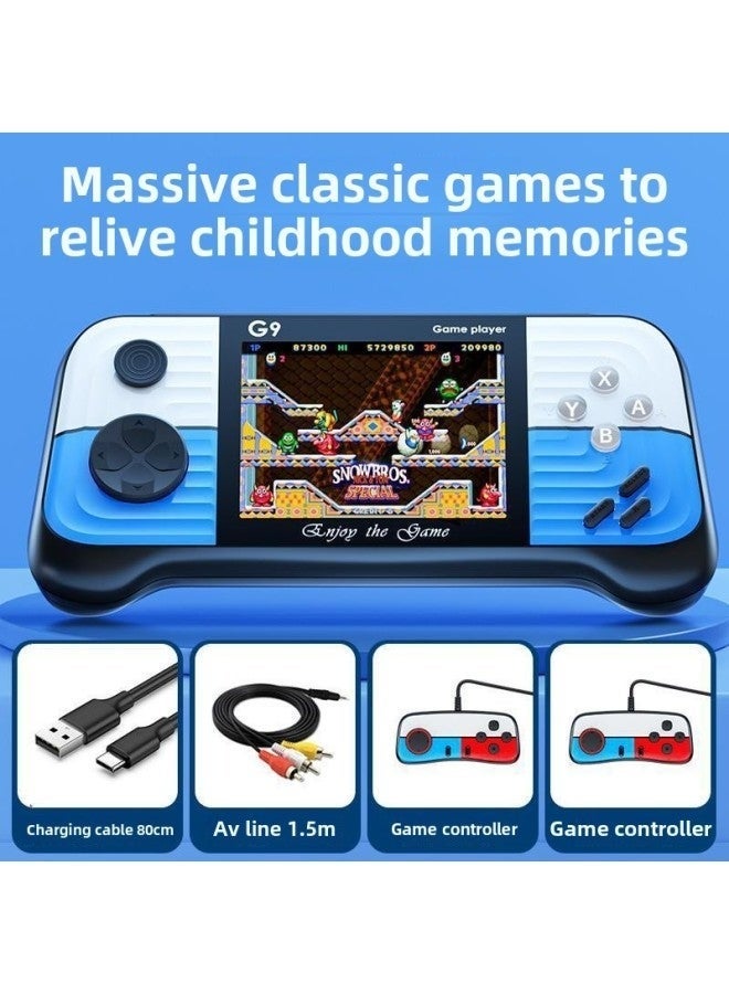 Handheld Game Machine G9 Dual Handle Retro Color Display Portable Arcade Gaming Console with 666 Built-in Classic Games, Multiplayer Support, Rechargeable Game Player (Blue) - Image 1