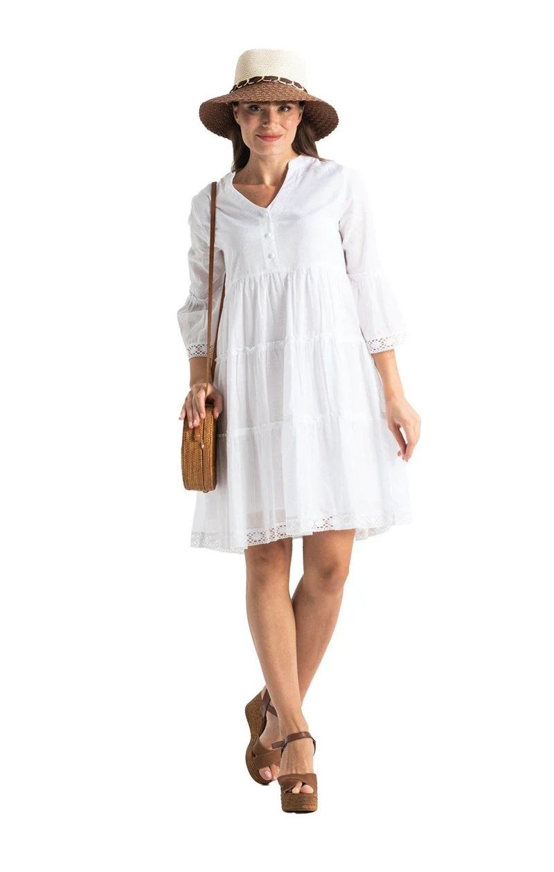 Eliş Şile Bezi Tiered Cotton Dress