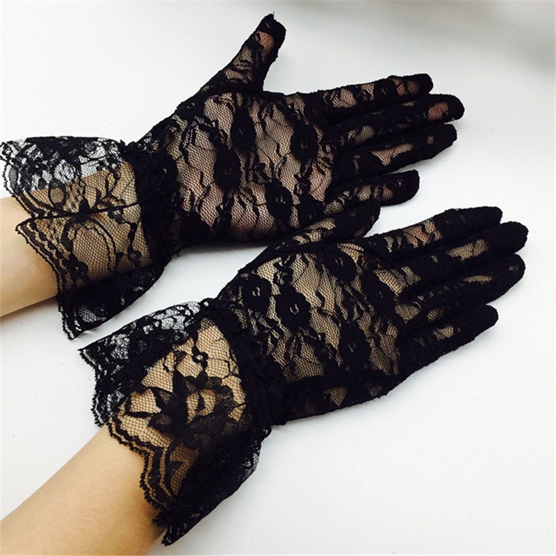 Summer Lace Gloves Uv Protection for Women Black 