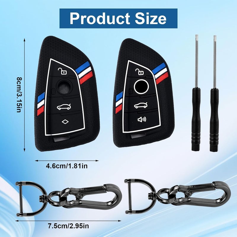 lasuroa Pack of 2 Key Fob Covers - Striped Silicone Key Case for Luxury Cars (2015-2023) - Image 2