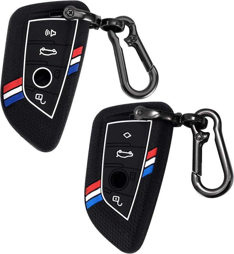 lasuroa Pack of 2 Key Fob Covers - Striped Silicone Key Case for Luxury Cars (2015-2023) - Image 1