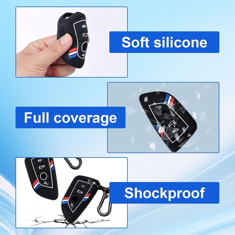lasuroa Pack of 2 Key Fob Covers - Striped Silicone Key Case for Luxury Cars (2015-2023) - Image 4