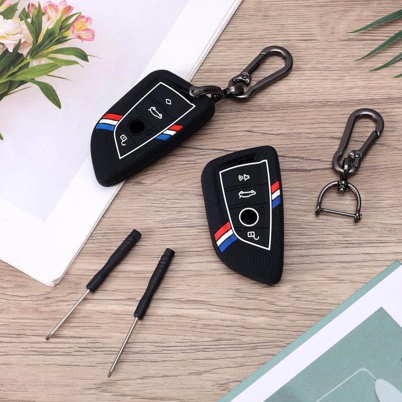 lasuroa Pack of 2 Key Fob Covers - Striped Silicone Key Case for Luxury Cars (2015-2023) - Image 3