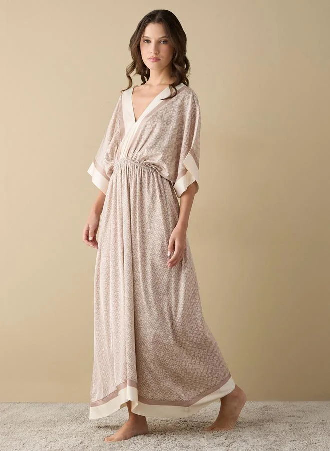 Splash FAV Floral Print Satin Kaftan Night Gown