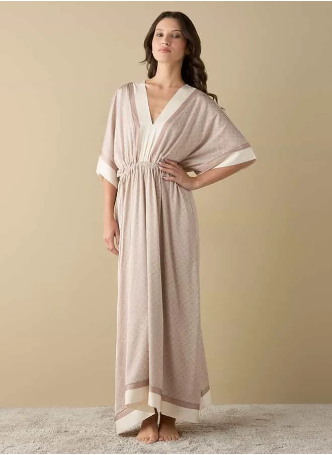 FAV Floral Print Satin Kaftan Night Gown