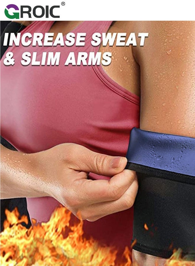 GROIC 2pcs Arm Trimmers for Women Compression Sauna Sweat Set, Arm Shaper Bands, Arm Trainer Sleeves for Sports Workout,Sauna Arm Wraps for Arms Increasing Heat(Blue) - Image 3
