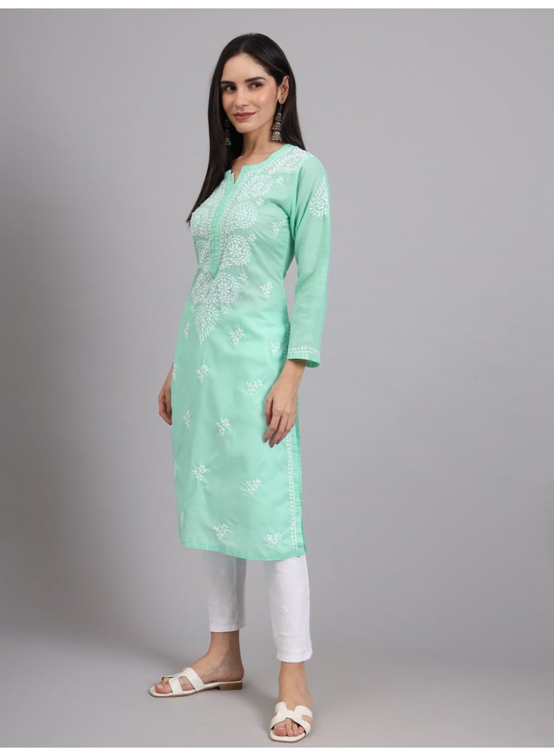 Alaya Women Chikankari Hand Embroidered Cotton Kurta -AL3997 - Image 5