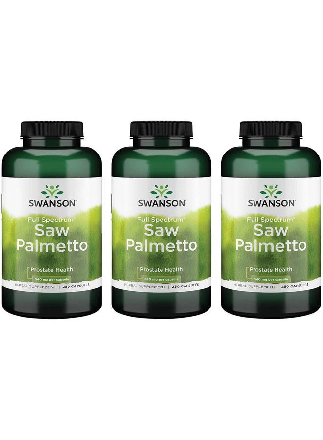 SWANSON Saw Palmetto - Herbal Supplement Promoting Male Prostate Health Support - Natural Hair Supplement & Urinary Health Support (540 mg 250 Capsules) 3 Pack - Image 1