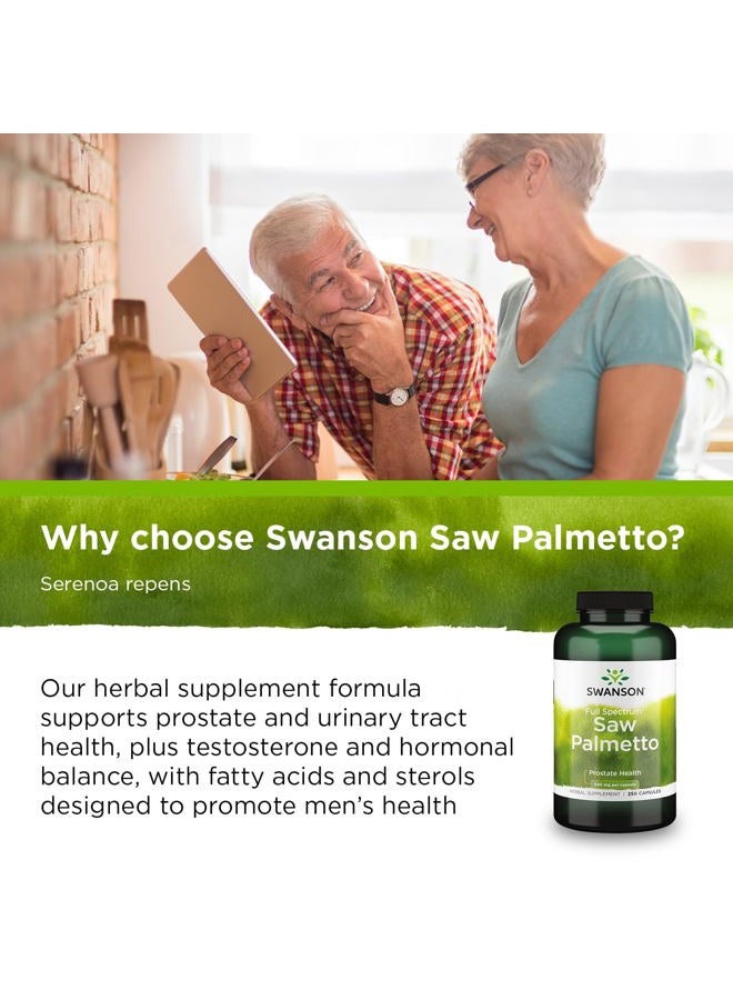 SWANSON Saw Palmetto - Herbal Supplement Promoting Male Prostate Health Support - Natural Hair Supplement & Urinary Health Support (540 mg 250 Capsules) 3 Pack - Image 5