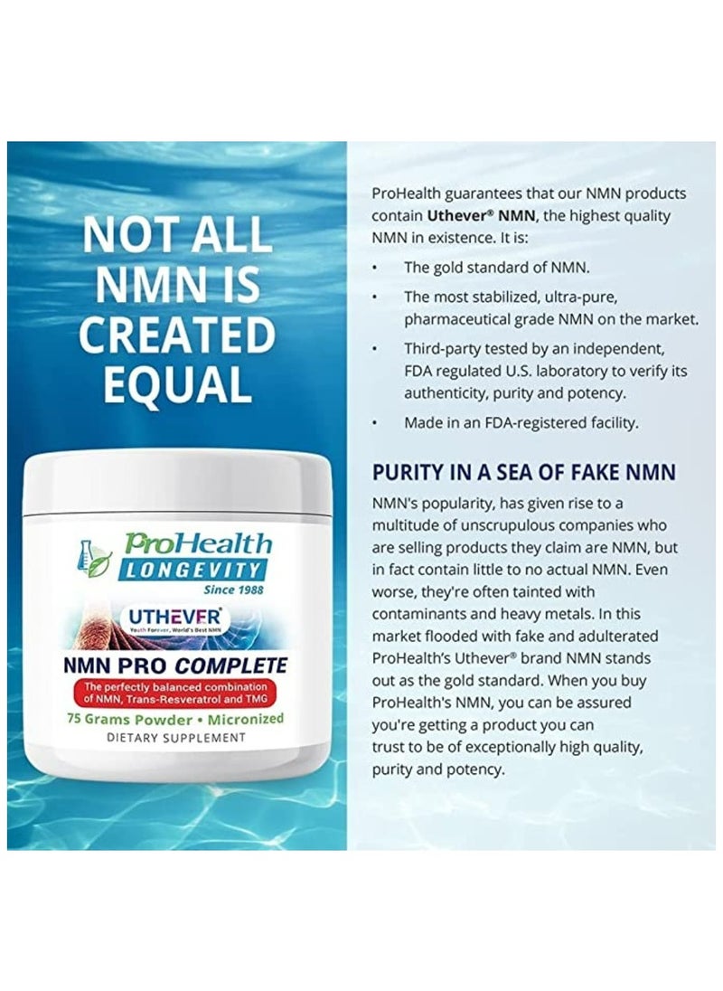 ProHealth - ProHealth Longevity NMN Pro Complete 75 Grams - 3-in-1 Formula: NMN + Trans-Resveratrol + TMG - Image 1