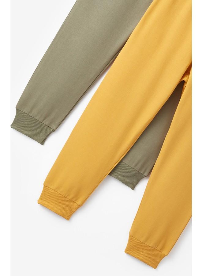 June Baby Boy 2-Pack Sweatpant Khaki - Mustard - Image 3