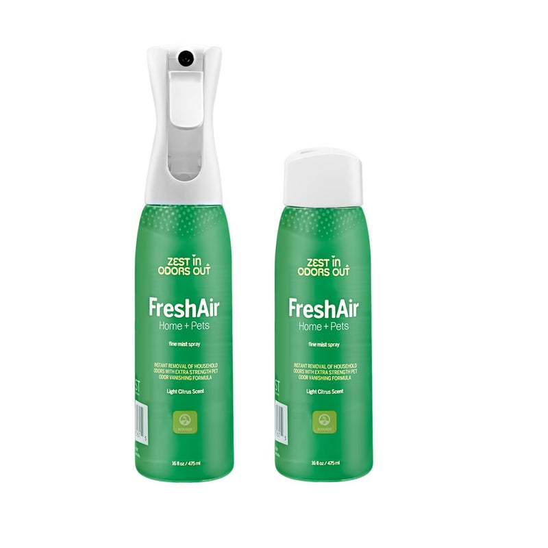 House of Zest FreshAir Home&Pets - Eliminate household odors,from trash,laundry,bathroom/diaper stink,and pet funk.Chemical Free,made with plant-based ingredients, with light citrus scent.2pk 32fl oz - Image 1