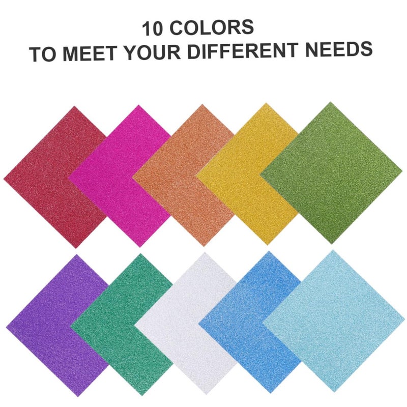 100Pcs Colorful Sparkling Glitter Paper For DIY Crafts Card Making Decorative Material Smooth Durable 10X10CM - Image 4