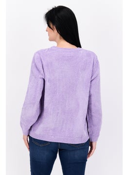 Women Round Neck Embroidered Sweater, Lilac - pzsku/Z5D7CA7DEC94C36C73585Z/45/_/1740319945/781d2ba3-ebb8-4958-92b0-508db98d1526