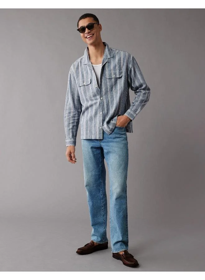 American Eagle AE Linen-Blend Mechanic Shirt