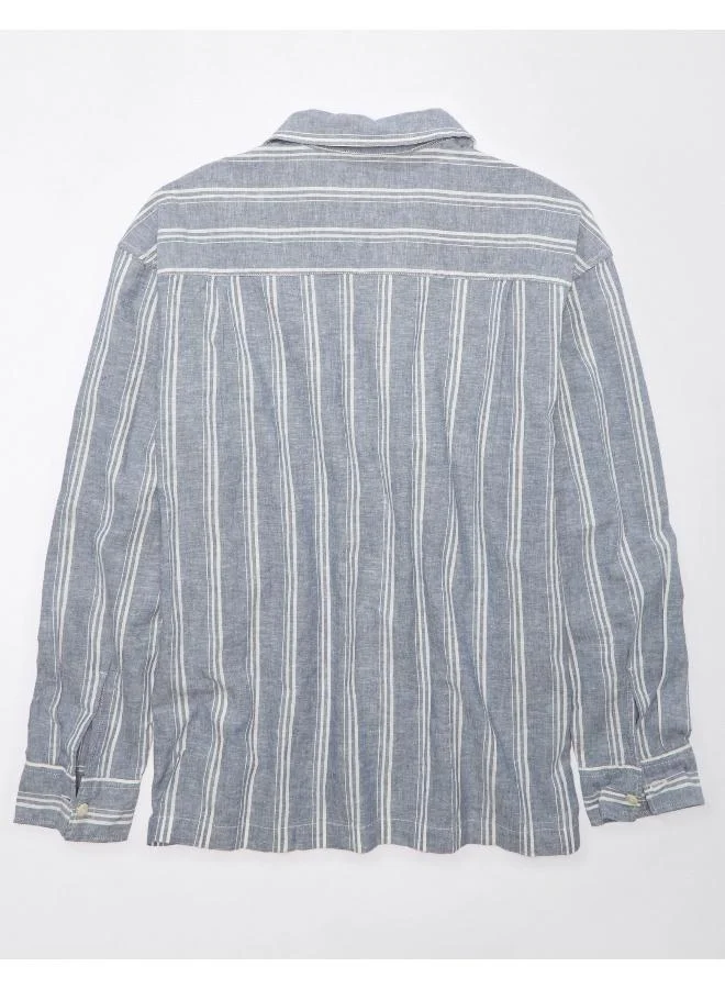 American Eagle AE Linen-Blend Mechanic Shirt