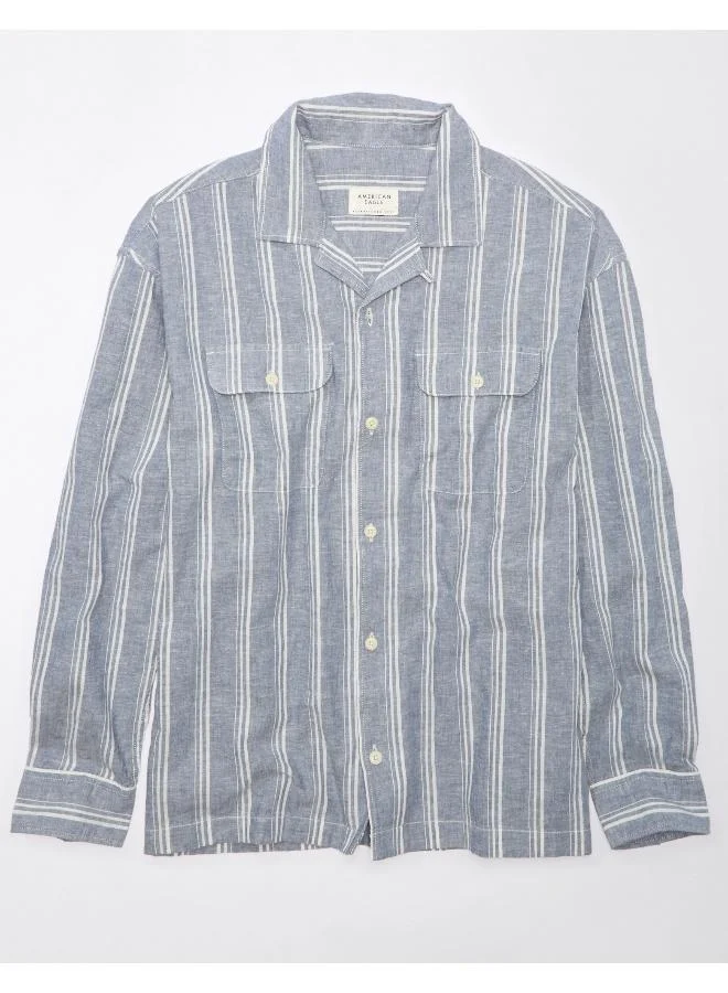American Eagle AE Linen-Blend Mechanic Shirt