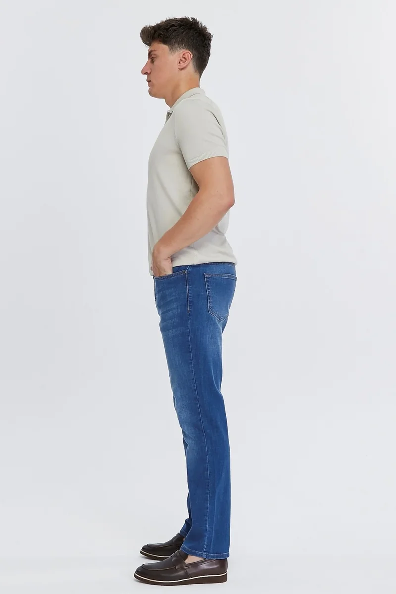 Cedy Denim Men's High Waist Pile Cuffed Jeans Regular Fit Jean C336