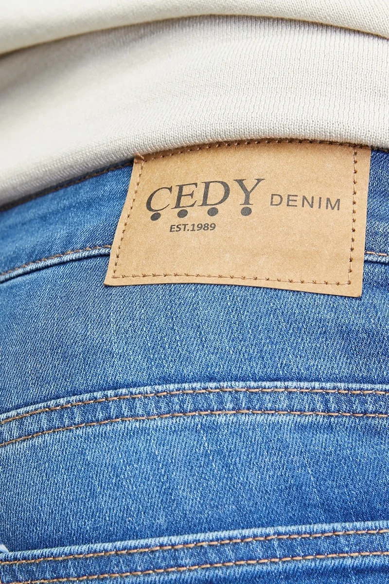 Cedy Denim Men's High Waist Pile Cuffed Jeans Regular Fit Jean C336