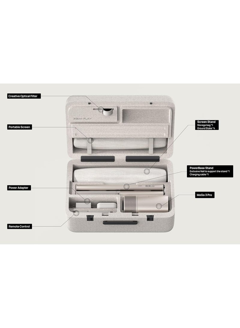 XGIMI Mogo 3 Pro Outdoor Set | MOGO 3 Pro Projector + PoweBase Stand + 70" ALR Screen + Creative Filter + Screen, 2.5Hrs Battery, Portable Screen for Home/Camping/Picnic/Travel - Bundle - Image 5