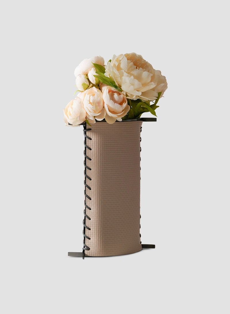 AL HUZAIFA FURNITURE Koru Vase, Pu Leather &  Steel  - Image 1