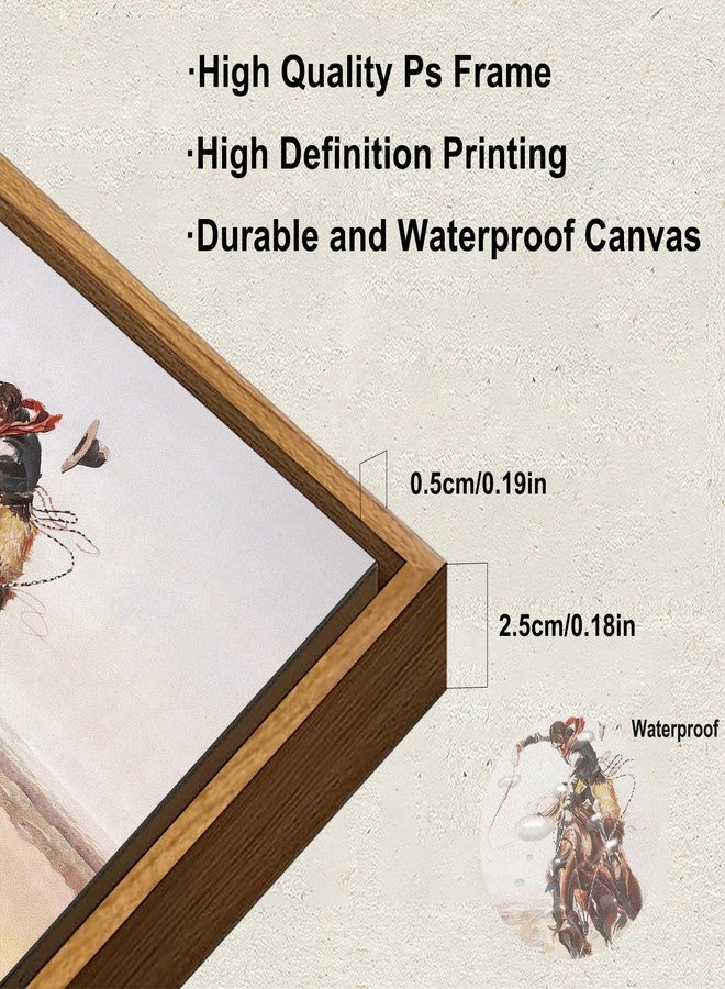 KBKBART Vintage Framed Canvas Wall Art, Western Cowboy Art Prints Southwestern Artwork Prints Farmhouse Wall Decor for Western Bedroom Bathroom Decor (8"x10") - Image 3