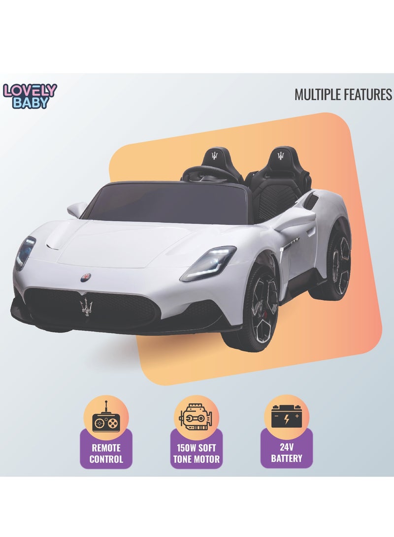 Lovely Baby Lovely Baby Power Riding Car for Kids LB 1699EL Battery-Operated Car with Remote Control, Music, LED Lights and More special features. - White  - Image 3