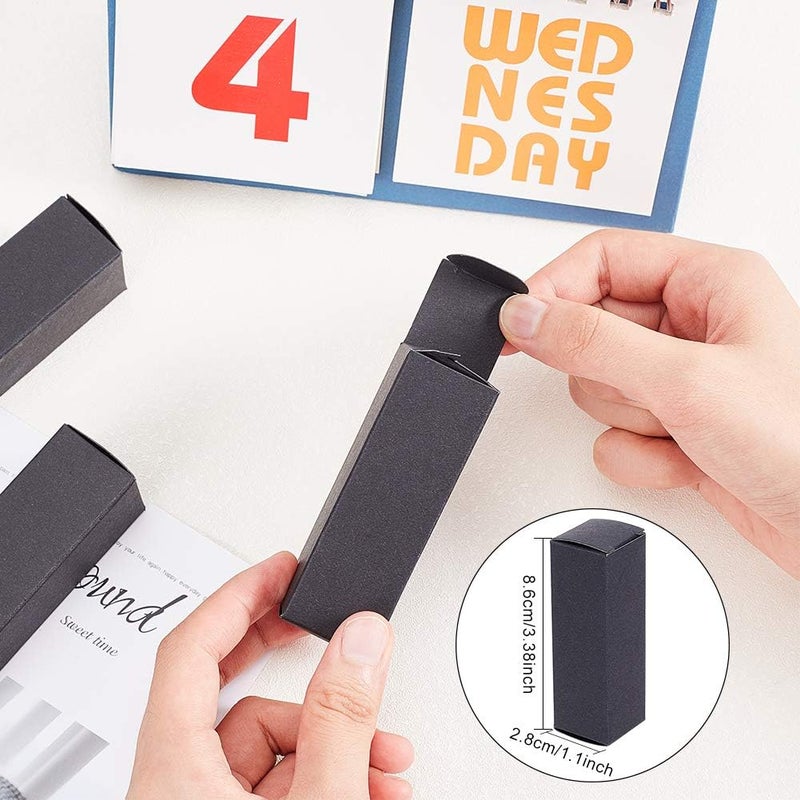 BENECREAT 50 Pack 3.4x1x1 inch Black Kraft Paper Lipstick Box Lip Balm Kraft Box for Birthday Festival, Wedding Valentine's Day, Festival Gift Packaging - Image 2
