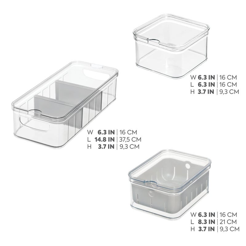 إنترديزاين Idesign هش 3 قطع من منظم الثلاجة البلاستيكية المعاد تدوير - Image 2