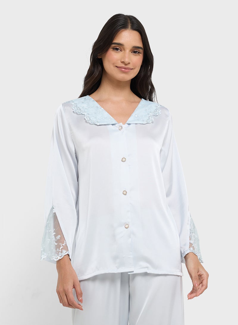 ايلا طقم بيجامة ساتان  - Image 3