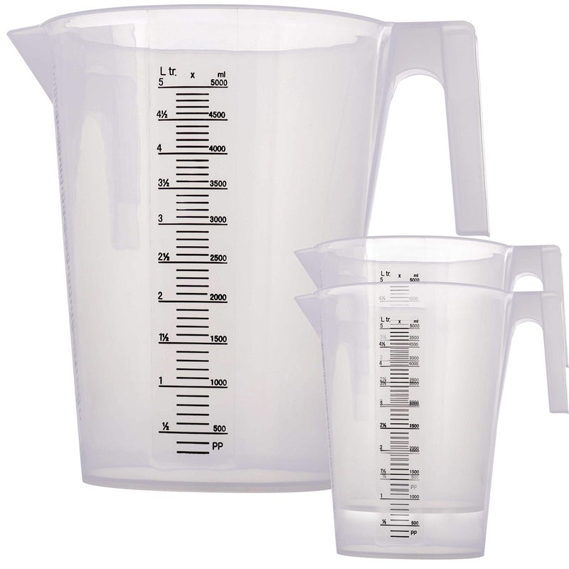 TCP Global TCP Global 3 Liter 3000ml Plastic Graduated Measuring and Mixing Pitcher Pack of 4  Holds 3 Quarts 075 Gallon  Pouring Cup Measure  Mix Paint Resin Epoxy Kitchen Cooking Baking Ingredients 