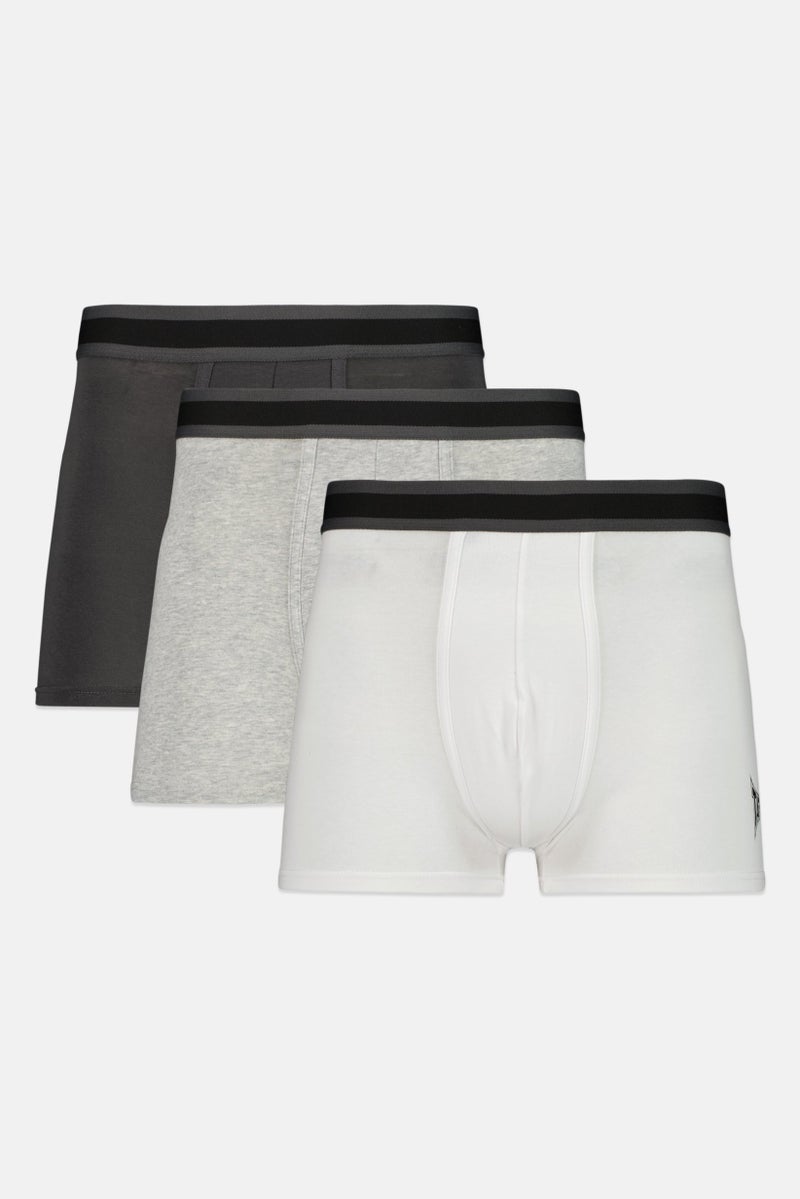 TapouT Men 3 Pcs Heather Boxer Brief, White - Image 1
