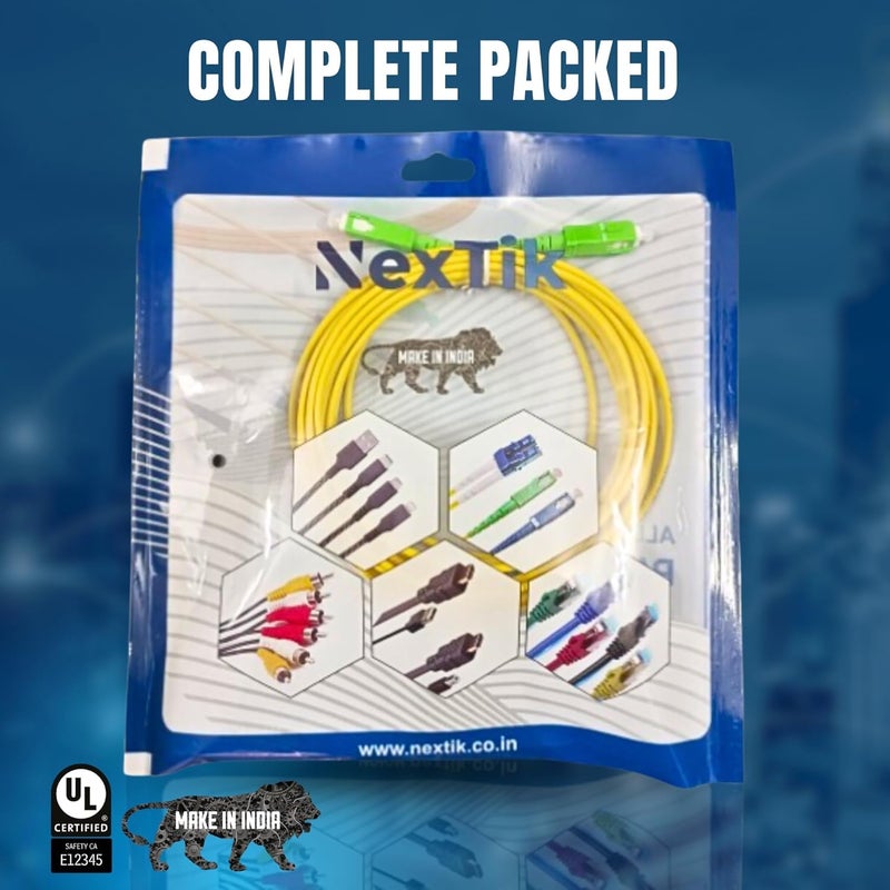 Hexabyte SC/APC to SC/APC Fiber Optic Cable 5 Meter – Single Mode Patch Cable, Simplex 9/125um, Yellow LSZH OD-3.0mm – High-Speed Internet Connectivity - Image 5