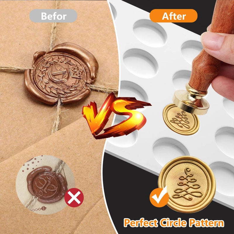 CANIPHA Silicone Mat Pad for Wax Seal Stamp,24 Cavity Wax Sealing Mat Pad with 50 Pcs Removable Double-Sided Adhesive Dots for DIY Craft Adhesive Waxing Sealing Seal Stamp Stickers - Image 5