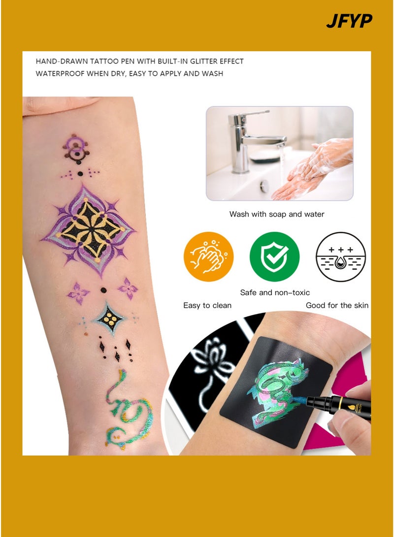 JFYP 12-Color Soft-Tip Temporary Tattoo Pens, Disposable Drawing Pens, Holiday Party Role-Playing Creative Graffiti Pens - Image 3