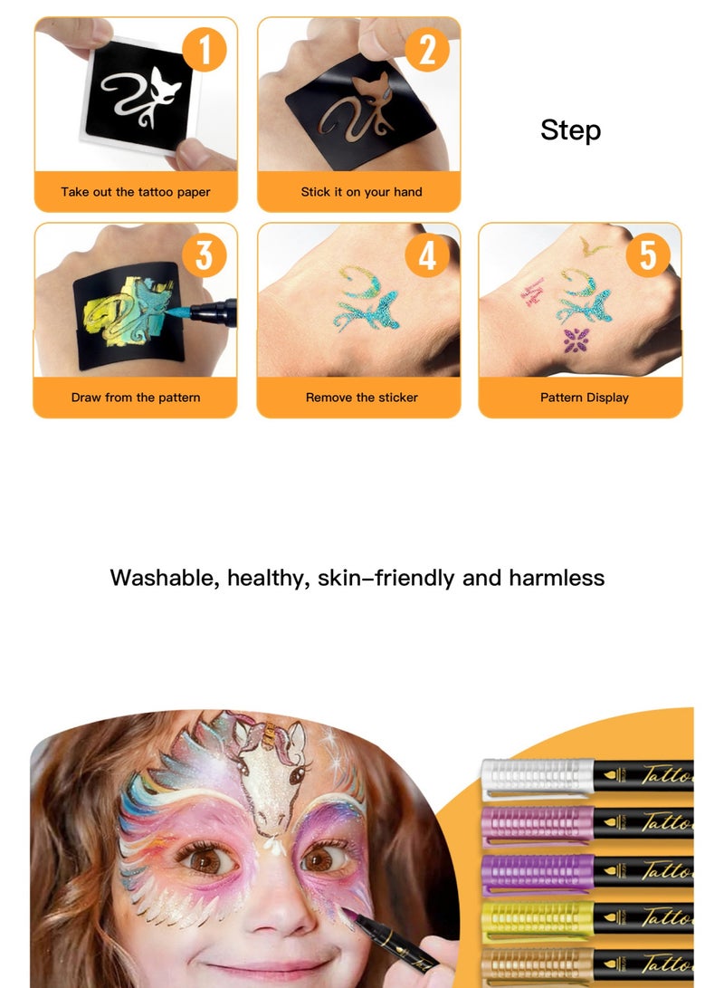 JFYP 12-Color Soft-Tip Temporary Tattoo Pens, Disposable Drawing Pens, Holiday Party Role-Playing Creative Graffiti Pens - Image 4