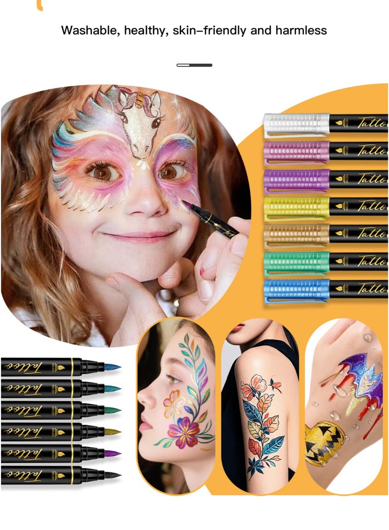 JFYP 12-Color Soft-Tip Temporary Tattoo Pens, Disposable Drawing Pens, Holiday Party Role-Playing Creative Graffiti Pens - Image 5