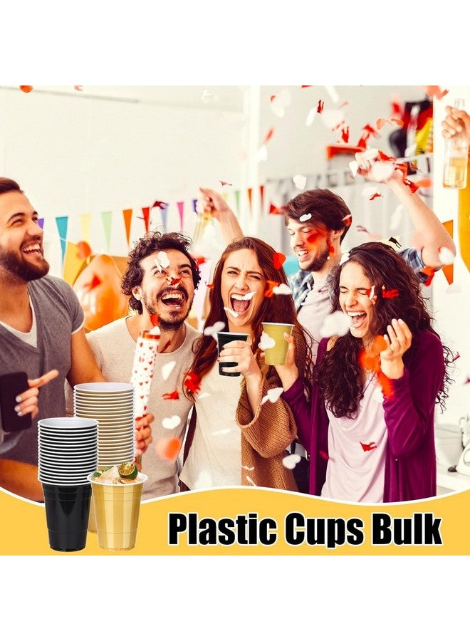 كيسا بلان أكواب بلاستيكية من كيسابلان، 50 قطعة، سعة 16 أونصة، أكواب تخرج باللونين الأسود والذهبي، أكواب حفلات للاستخدام مرة واحدة، بكميات كبيرة للحفلات والتخرج وحفلات الزفاف وأعياد الميلاد والتجمعات العائلية والاحتفالات الاحتفالية - Image 4